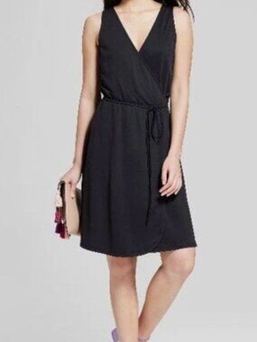A New Day - Black Faux Wrap Dress